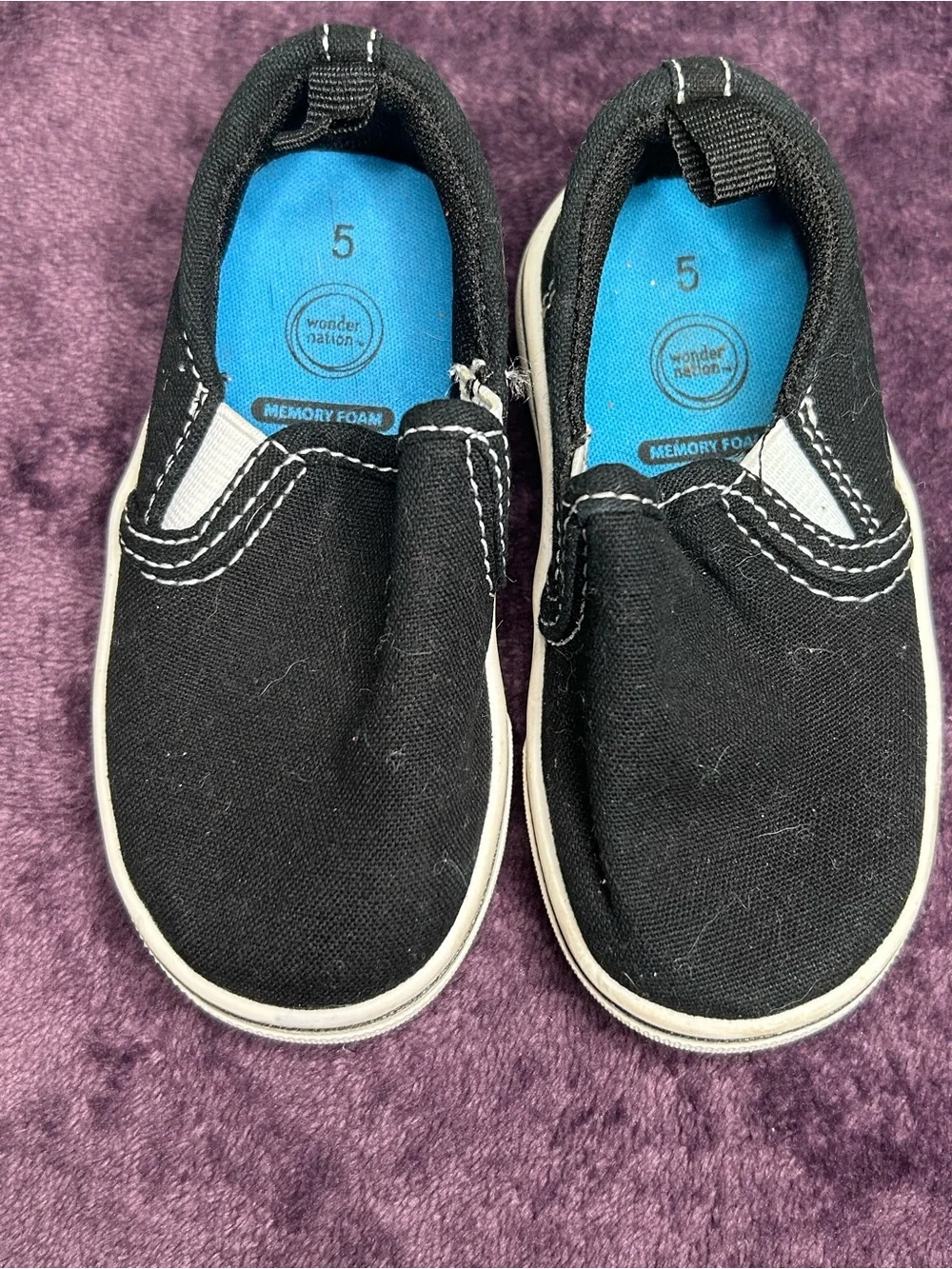 wonder nation Black Slip-On Canvas Sneakers with Blue Insole
